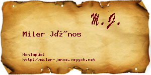 Miler János névjegykártya